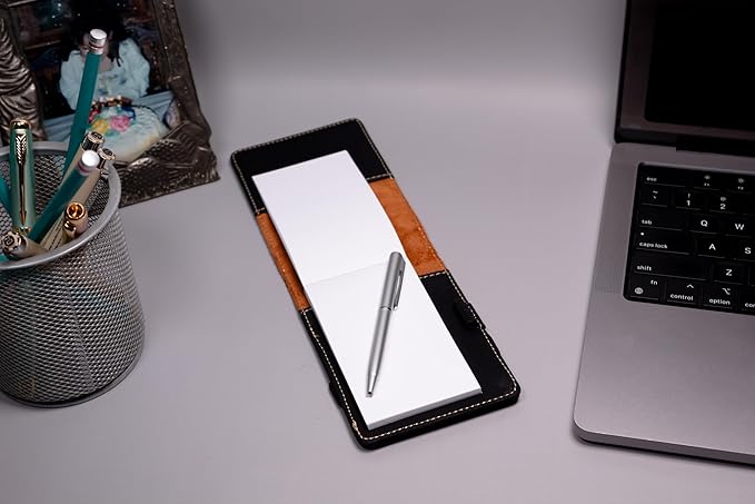 LaserGram Mini Padfolio with Notepad and Pen, Golfer Golfing, Personalized Engraving Included (Black with Silver)
