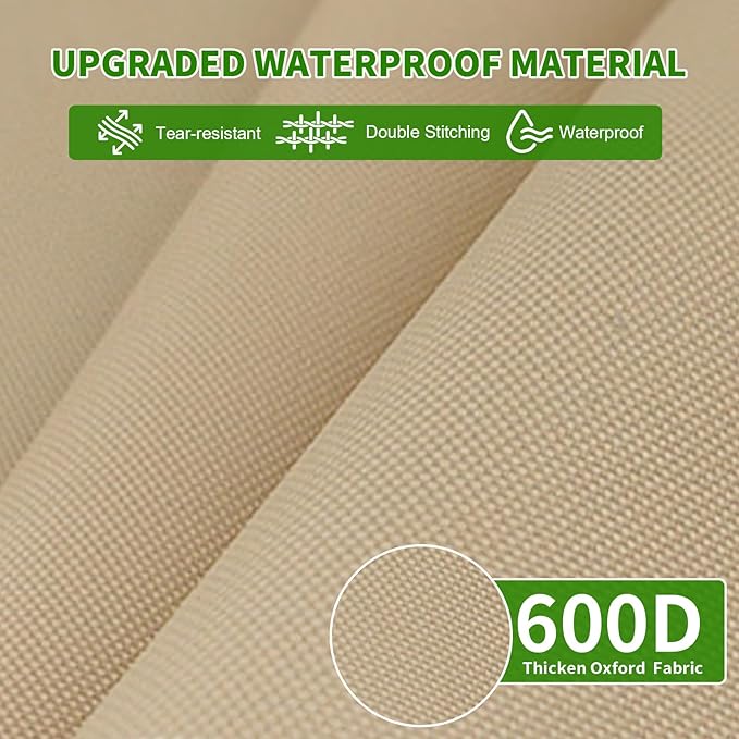 Tecoom Golf Cart Enclosure 2 Passenger, Rain Cover 600D Oxford Waterproof Snowproof, 4 Door Zippers, Clear Windows & 8 Windproof Hooks, Fit for EZGO, Yamaha, Club Car, 59'' Roof Length, Beige