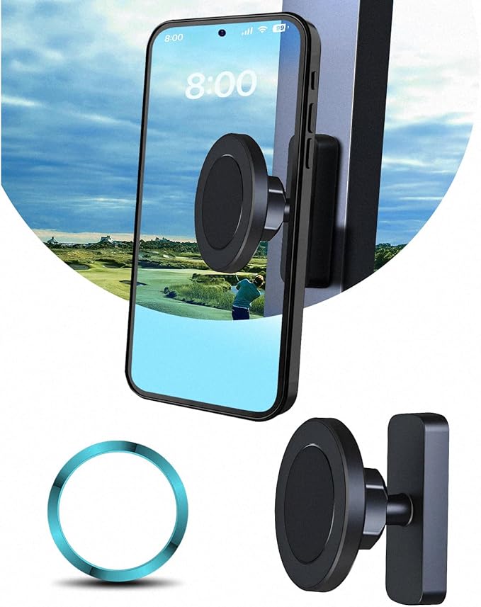 Magnetic Golf Cart Phone Holder, with Powful N52 Magnet, Golf Cart Phone Mount, Compatible with MagSafe iPhone 16/15/14/13/12, Fits EZGO/Yamaha/Club Car/Icon - Golf Cart, Gym (1 Pack)