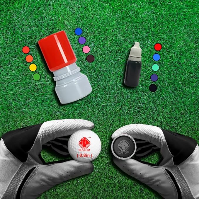 HDSD Custom Golf Ball Markers - Personalized Long Lasting, Includes Ink Bottle - 0.6in, 0.8in - Stand Out on The Course with Unique Markings - Golf Accessories Gift