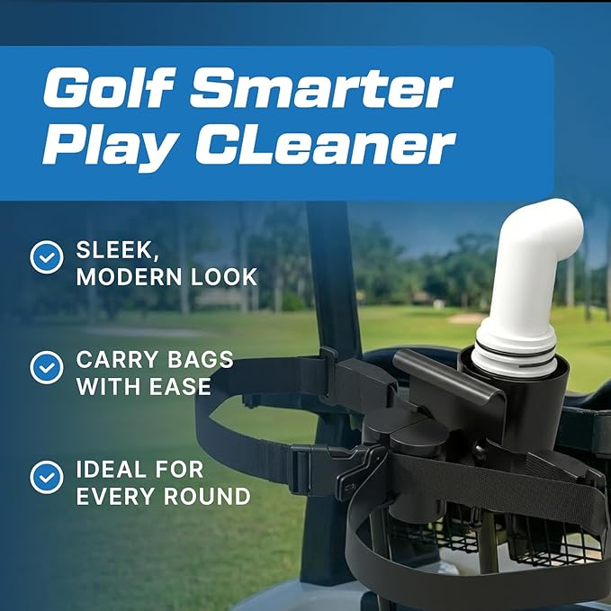 Evolution Golf Bag Holder Attachment with Sand Bottle Kit - Fits Golf Carts 4 & 6 Passenger Model - Durable Golf Cart Bag Carrier with Easy Installation, Secure Fit & Weather Resistant Design | Black