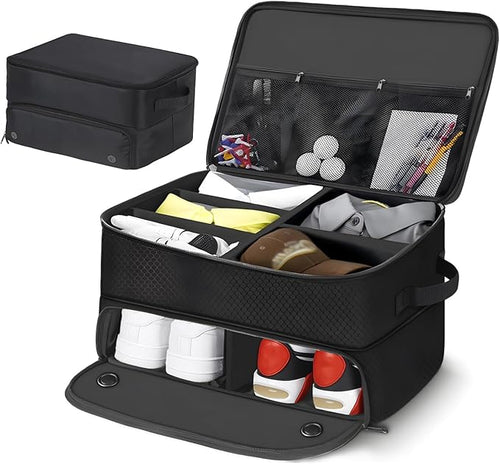 2 Layer Golf Trunk Organizer, Golf Gifts for Men with Separate Ventilated Compartment,Waterproof Car Trunk Locker for Balls, Tees, Clothes, Gloves, Accessories, Golfer Gifts