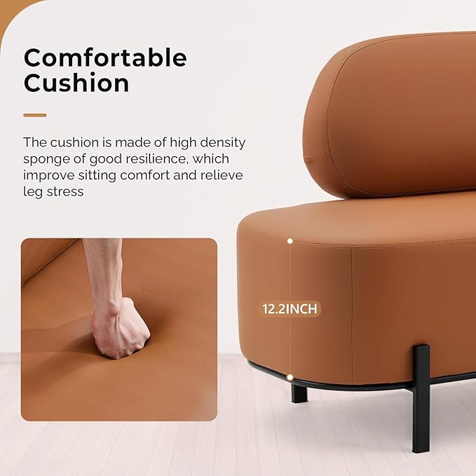 OmySalon Waiting Room Bench with Back, 55.1" Office Guest Chair, Faux Leather Upholstered Reception Seating, Lobby Bench for Beauty Salon Barbershop Airport Bank Hall Room Conference