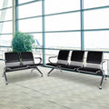 5-Seat Waiting Room Chairs Sofa Furniture - Waiting Room Bench with Arms Airport Reception Bench Guest Reception Chairs PU Leather Office Chair for Market Bank Hospital School Barbersho, Black
