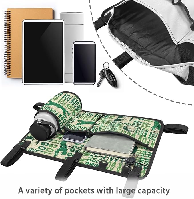 Golf Ball Golf Cart Rear Seat Organizer Universal No Drilling Storage Bag Lightweight Accessories