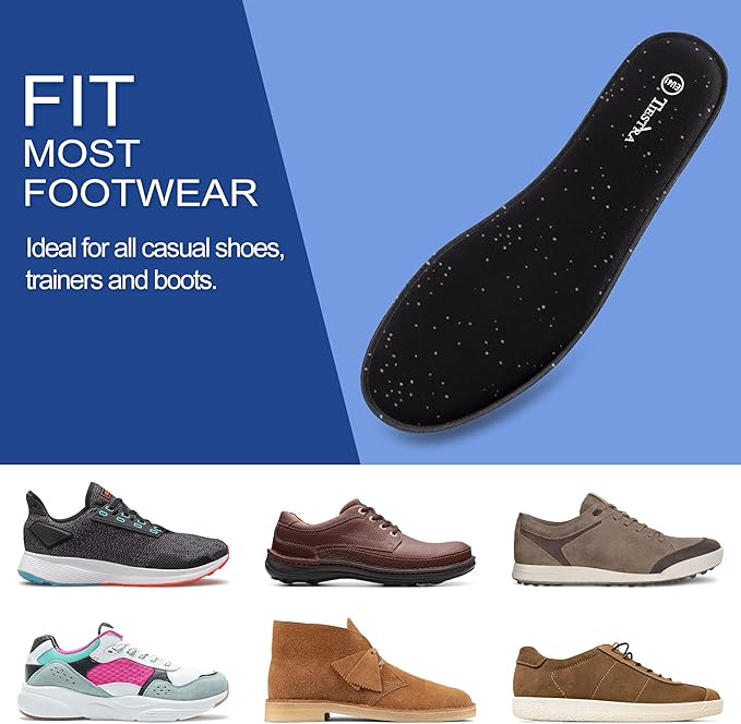 3 Pair -Shoe Inserts for Mens Memory Foam Insoles,Replacement Insoles for Work Boots Running Shoes, Cushion Shock Absorbing for Foot Pain Relief, Comfort Breathable Inner Soles Black 44EU,US11