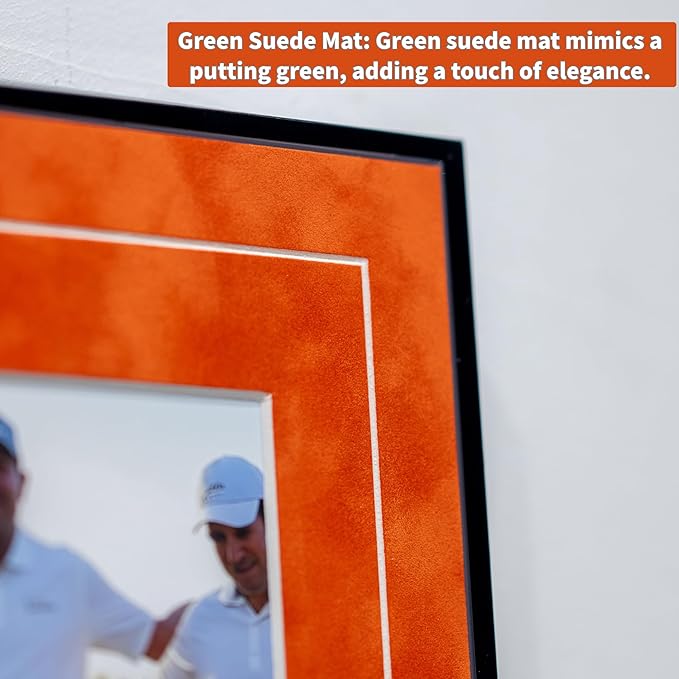 One-Shot Victory Golf Ball Display Frame – Acrylic Case with External Ball Mount, Custom Photo & Nameplate, Orange Suede Mat, Elegant Golf Keepsake Gift