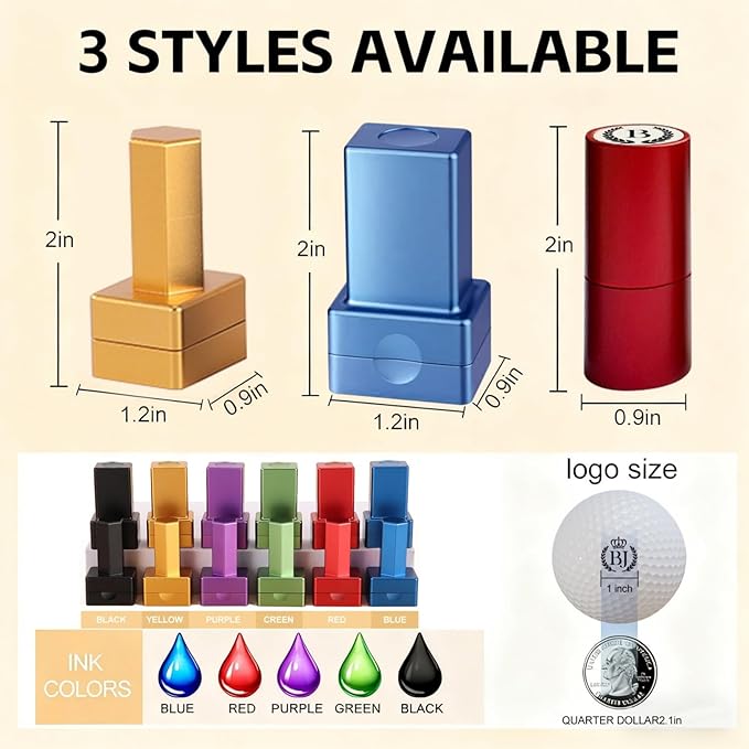 Personalized Golf Ball Stamp Golf Marker Custom Name Golf Ball Stamper with Monogram Waterproof Ink Golf Accessories Gifts for Golfer Men Women Dad Husband Boyfriend