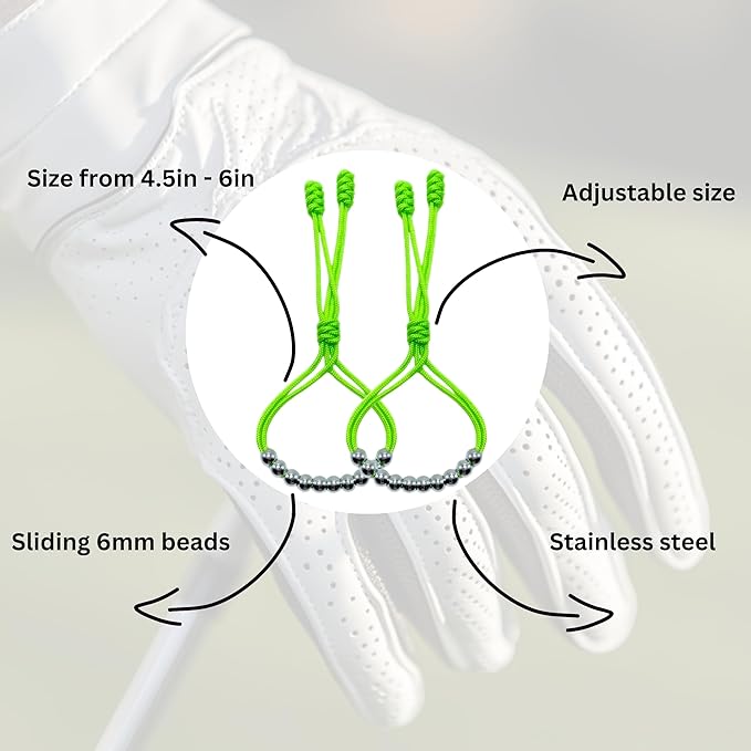 LAMIBEE Pack of 2 Golf Glove Bead Stroke Counter, 10 Stainless Steel Beads Score Counter for Gloves, Stroke Count Resizable Easy to Adjust Golf Round Scoring Tracker Accessory