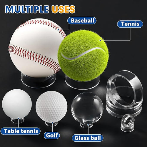 120 Pcs Baseball Holder Ring Stand 0.6/1.22/1.77 Inch Round Acrylic Stands, Small Display Stand Ring Clear Sphere Holder for Small Balls, Baseball, Golf Ball, Crystal Ball, Egg Stand, Marble, Softball