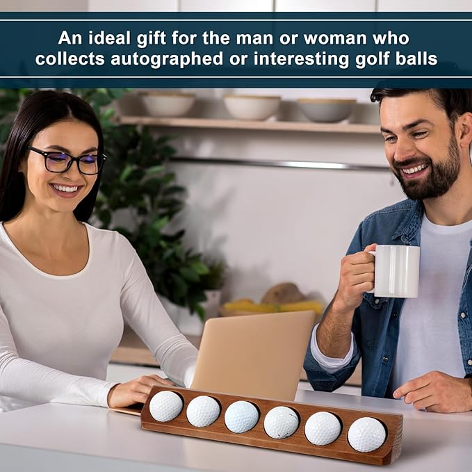 Golf Ball Display Case Wall Mount 6 Standard Size Golf Ball Stand Holder Display Stand for Sport Memorabilia Gift for Men Homen Office Tabletop Decor(Walnut Color,2 Pack)