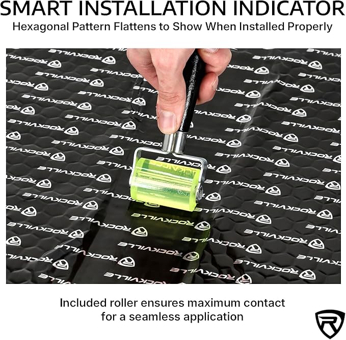Rockville RockMat 50-25 50 Sq Ft Butyl Sound Deadening Mat 2.5MM 100 Mil, Aluminum Foil Backing, Heavy Duty Vibration and Noise Damping for Car Truck Van RV Marine and SPL Audio Installations