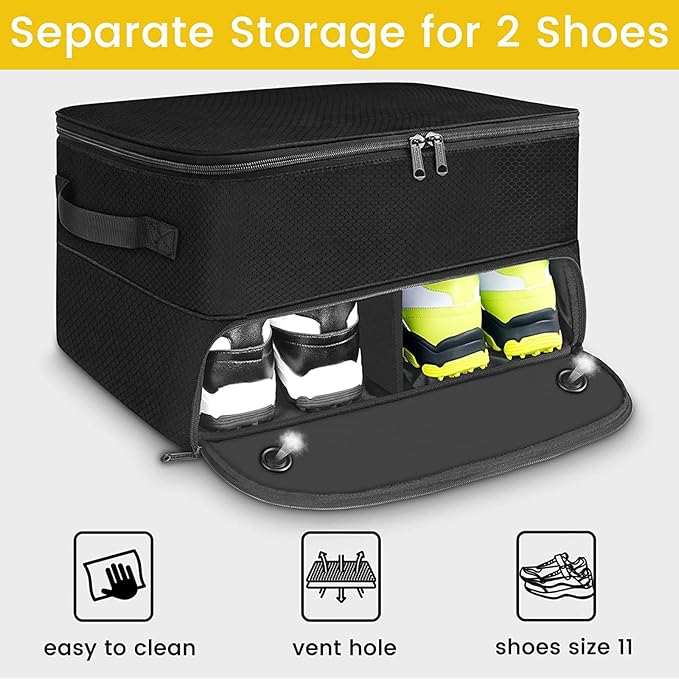 2 Layer Golfs Trunk Organizers, Golfs Locker with Separate Ventilated Compartment for 2 Pair Shoes, Golfs Trunk Storage