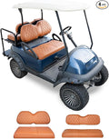 NOKINS 4PCS Golf Cart Seat Covers Kit, Front and Rear Seat Covers Fits Club Car Precedent Standard Seat Cushion, Club Car Vinyl Diamond Seat Covers Accessories, No Staples (All Brown)