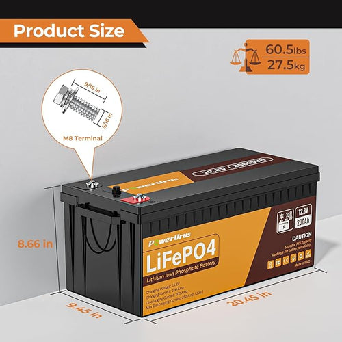 12V 200Ah Self-Heating LiFePO4 Lithium Battery with Smart APP, 4000+Cycle LiFePO4 Battery, Built-in 200A BMS, Wireless Real-Time Battery Monitor Function for RV, Marine, Off Grid Application