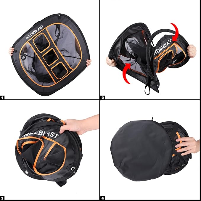 Professinoal Golf Chipping Net with Golf Hitting Mat,12 Practice Foam Balls and 2 Pixing Pins, for Indoor and Outdoor Target Chipping Training