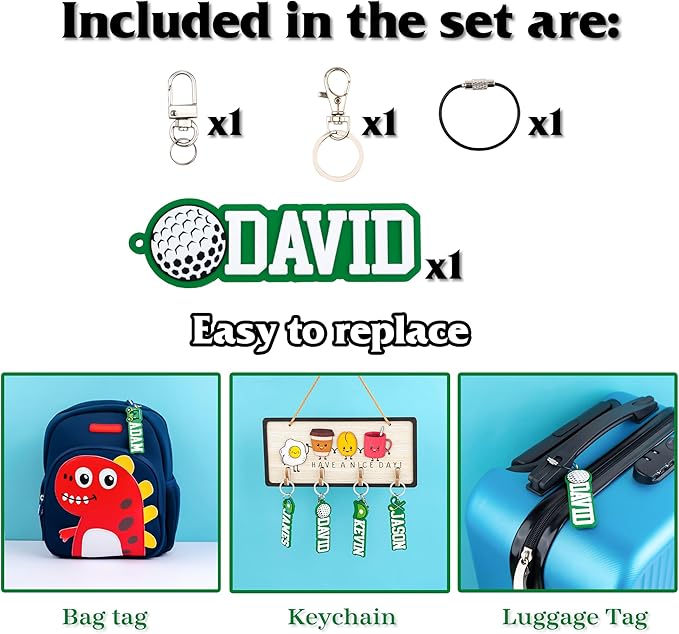 Personalized Sports Golf Keychain – Custom Name Tag, Bag Tag, Luggage Tag – Gift for Kids, Coaches, Teams