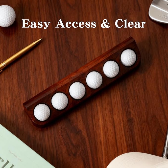 2-Pack Walnut Wood Golf Ball Display Case Wall Mount - Golf Ball Holder for Collector Sport Memorabilia Decor Gift