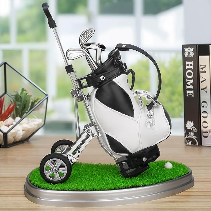 10L0L Golf Pen Holder 3 Club Pens Golf Cart, Mini Office Desk Decor, Funny Gifts for Men, Dad, Boss - Stocking Stuffers for Golfers on Birthday, Christmas, Fathers Day