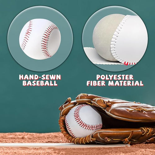 12 Pack Standard Size T-Ball Baseballs - Unmarked & Soft Practice Balls for League Play - Durable Synthetic Leather Cover - Rubber Filling - Perfect for Training, Hitting, Batting, Fielding