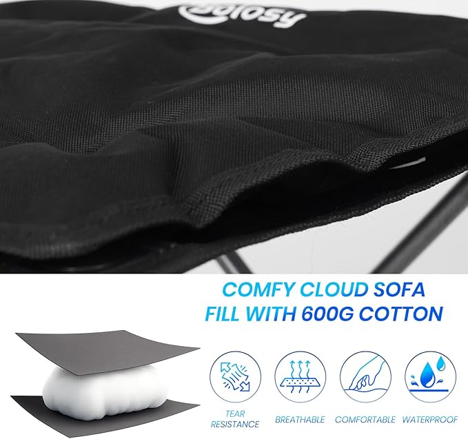 2 Pack Camping Stool with Removable Padded Folding Outdoor Stool Camping Stool Padded Oversized Ottoman Camping Chair Foot Rest Camp Stool Folding Stools