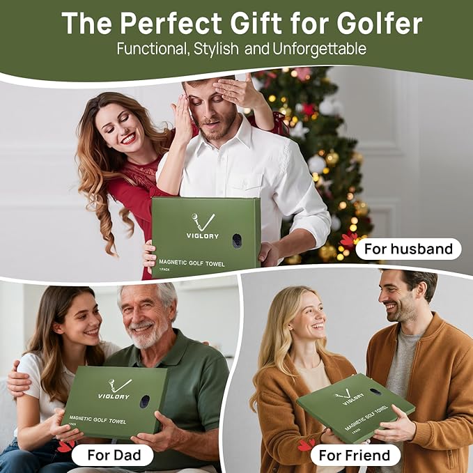 Magnetic Golf Towel for Bag 18" x 18" with Clip Exclusive Cleaning Pocket Microfiber Waffle Ultra Absorbent Club Ball Cleaner Essential Golf Accessories and Gifts for Men Women(Grey 1 Pack)