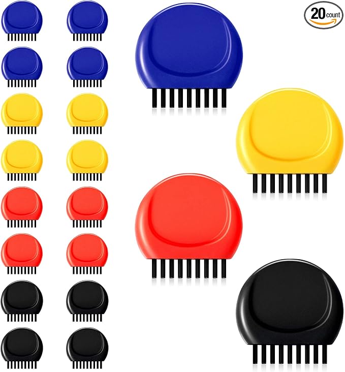 Nuanchu Pocket Golf Brushes - Mini Golf Club Groove Cleaner for Heads, Balls and Shoes - Black, Red, Blue, Yellow