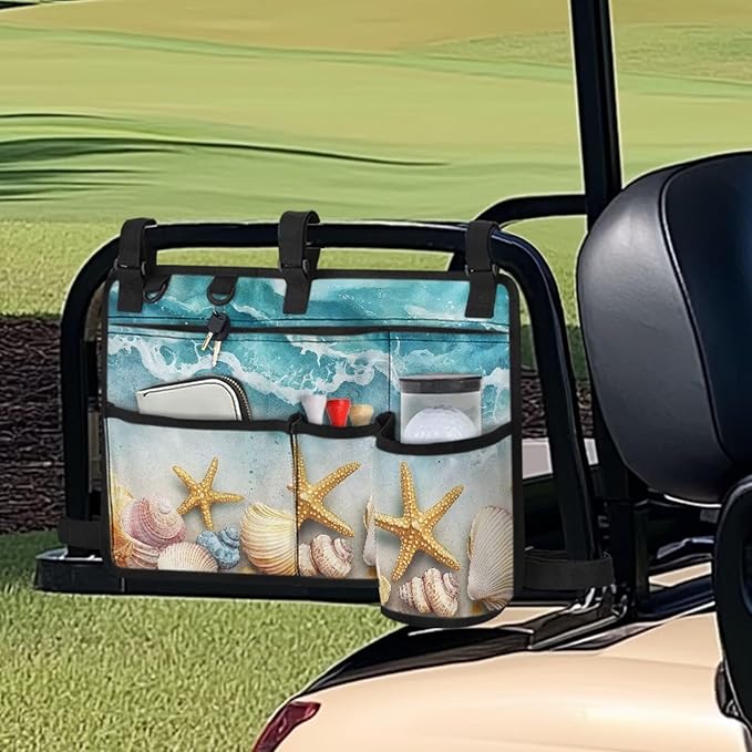 Beach Golf Cart Rear Seat Organizer Foldable Storage Bag for Club Car, Wheelchair and Walker
