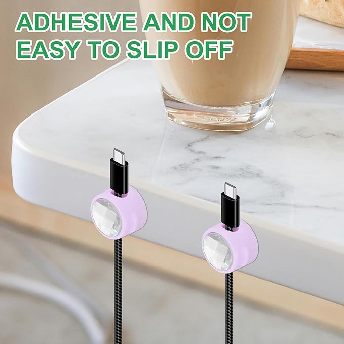 PATIKIL Cable Organizer Holder, 12 Pcs Magnetic Spring Desk Cable Management Clips Adhesive Cord Holder Keeper for Office Desktop Wall Car, Purple