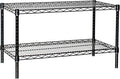 Omega Shelving Storage | 2 Tier Starter Shelving Unit 36" Deep x 60" Wide x 36" High - 800 lb Weight Capacity per Shelf, Adjustable Wire Shelving, Tool-Free Assembly |Black Shelving