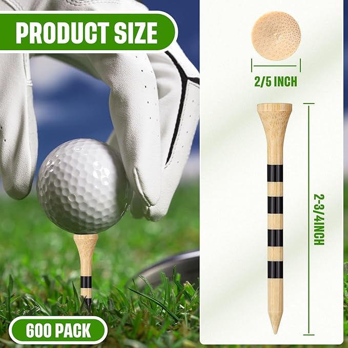Mudder 600 Pack Golf Tees Bulk Wooden Golf Tees Multicolor Wood for Men Balls Accessories