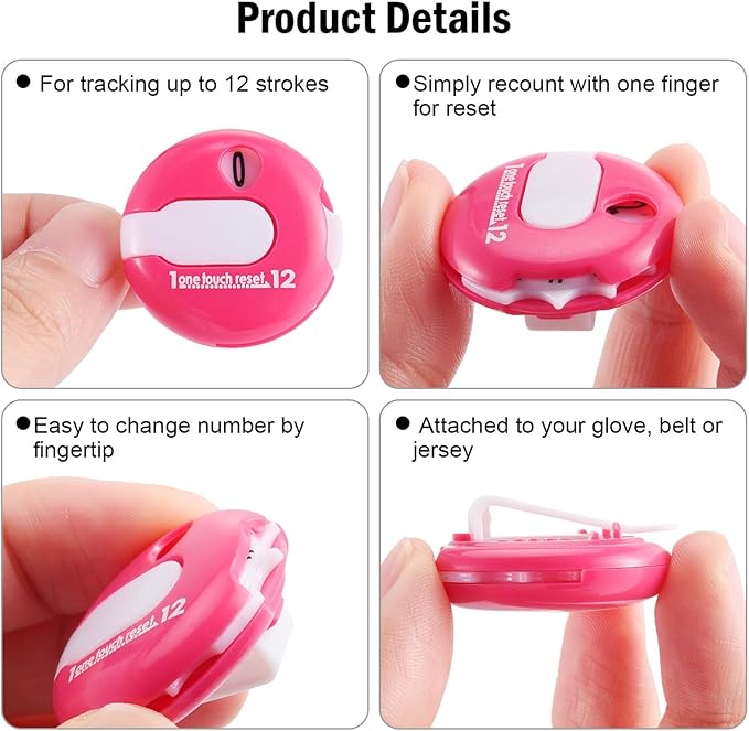 Frienda Golf Score Counter Mini Golf Stroke Counter with One Touch Reset and Simple Attachment to Scorekeeper Glove in