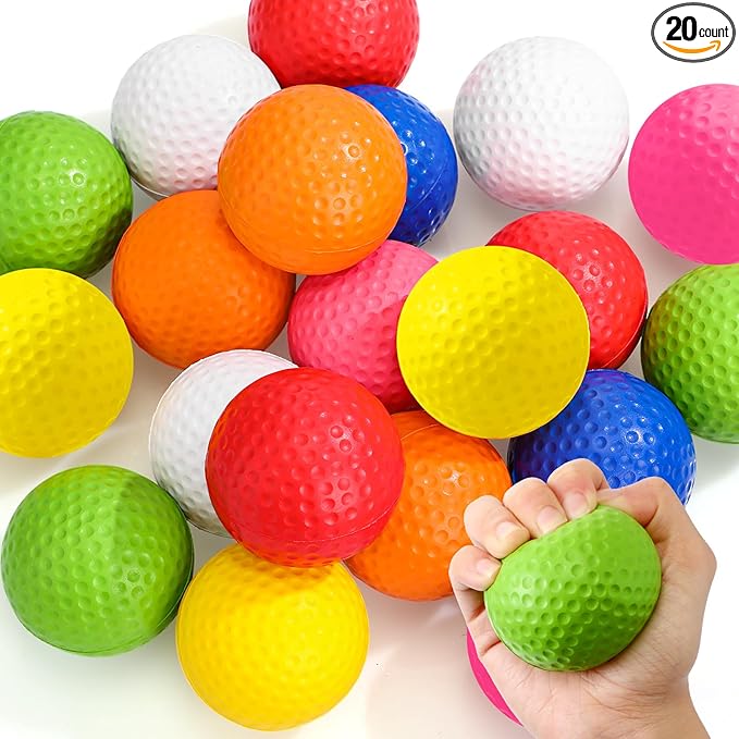 Libima 20 Pcs Mini Golf Stress Ball Bulk 2.5 Inch Foam Practice Balls Stress Relief Sports Ball with Storage Bag for Golf Birthday Party Favors Carnival Reward Classroom Stocking Stuffers