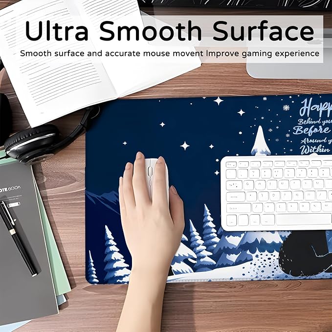 Happy Birthday Large Gaming Mouse Pad,Bear Mountain Desk Mat,31.5x11.8x0.12in Extended Non-Slip Rubber Festival Mousepad,Computer Deskmat Gifts,Laptop Mice Pads Decor for Home Office