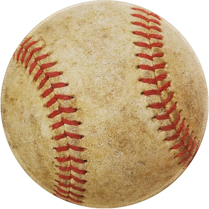 Vintage Worn Baseball Ball Round Mouse Pad, Small Gaming Mousepad with Stitched Edge, Non-Slip Rubber Base Mouse Mat Office Desk Accessories for Laptop Computer Decor 7.9 X 7.9 Inch