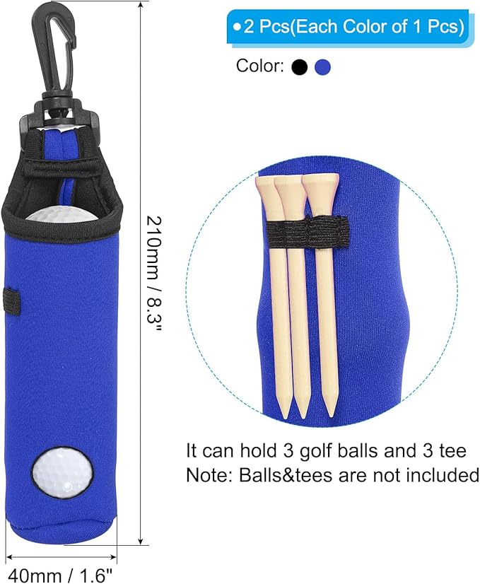 PATIKIL Golf Ball Carry Bag, Golf Tee Holders Pouch Portable Neoprene Golf Ball Holder with Clip for Men and Women Storage Gifts
