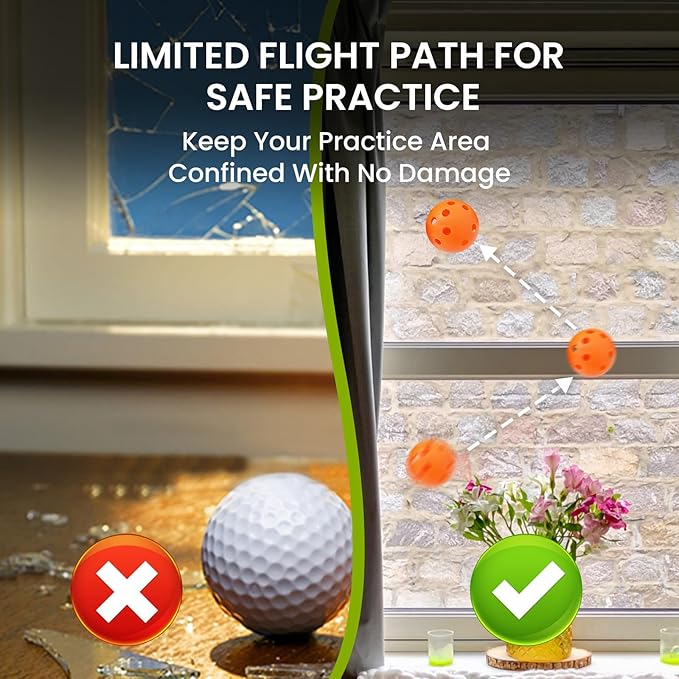 Golf Practice Balls Plastic Value 50 Pack and Golf Ball Bucket with Handle, Limited Flight Sports Training Ball, Indoor Outdoor Backyard Garden Driving Range Use