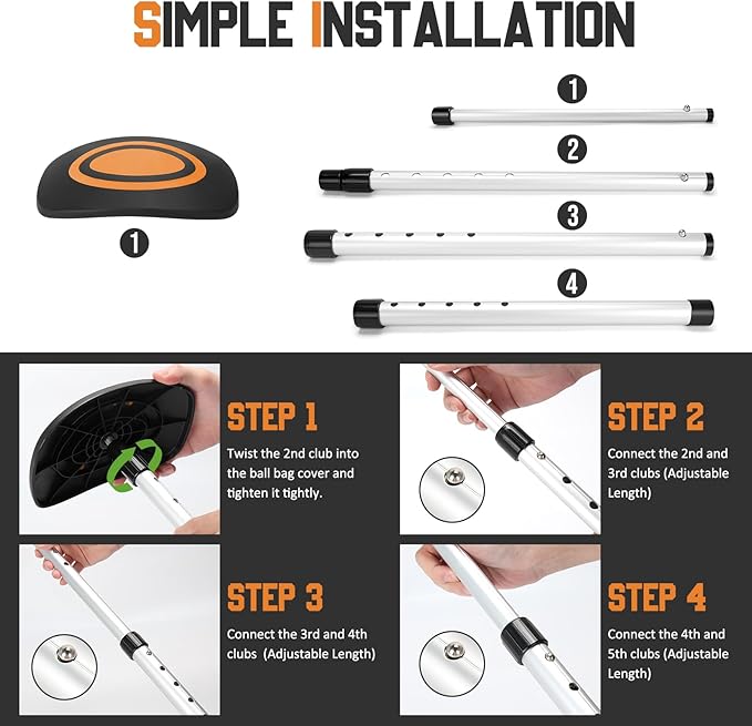 Portable Golf Travel Bag Support Pole, Umbrella Anti-Impact Support Cover Protector and Aluminum Alloy Rod, Golf Club Travel Bag Support System Protect Club