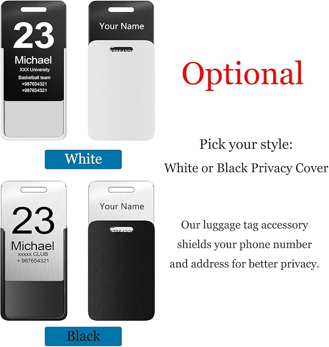 Customized Stainless Steel Luggage Tags: Personalize Your Suitcases, Backpacks, and Bags with Your Text - Custom Initial Text Name ID,Number 2"x3.3"