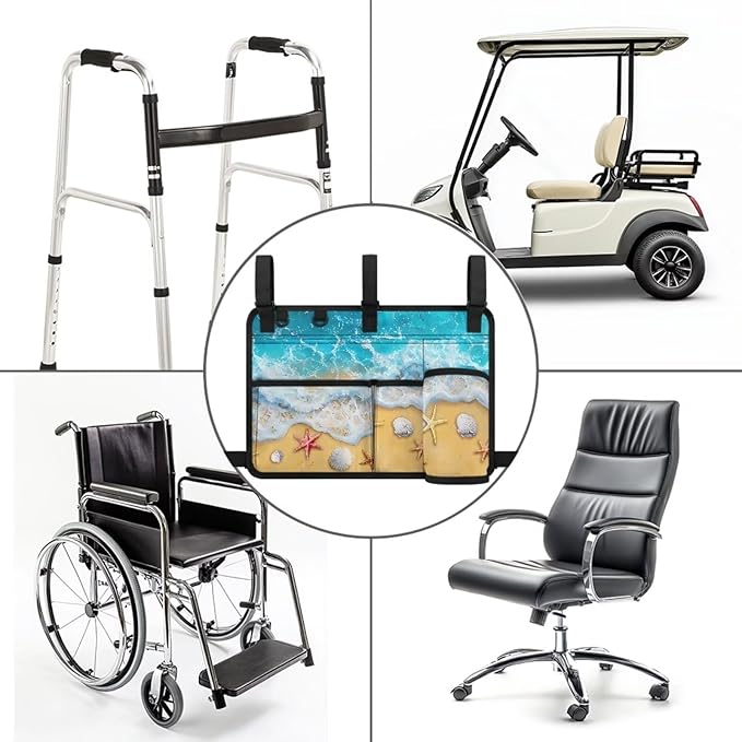 Beach Golf Cart Rear Seat Organizer Foldable Storage Bag for Club Car, Wheelchair and Walker