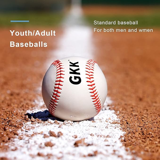 GKK Baseball 12 Pack Balls Training Baseballs 9 inch TeeBall Safety Baseballs for Youth/Adult Baseball Soft Toss, Batting, Fielding, Hitting, Pitching, Practice(One Dozen)