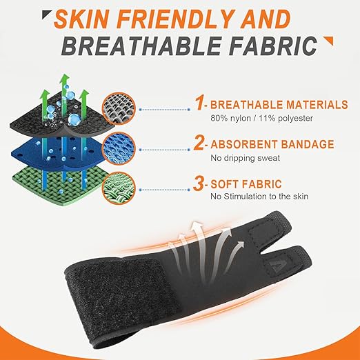 2PCS Finger Splints Finger Sleeves Protectors, Compression Elastic Adjustable Brace Buddy Wraps Straps Perfect for Sport Basketball Tennis Volleyball Badminton, Black (Single, Medium)