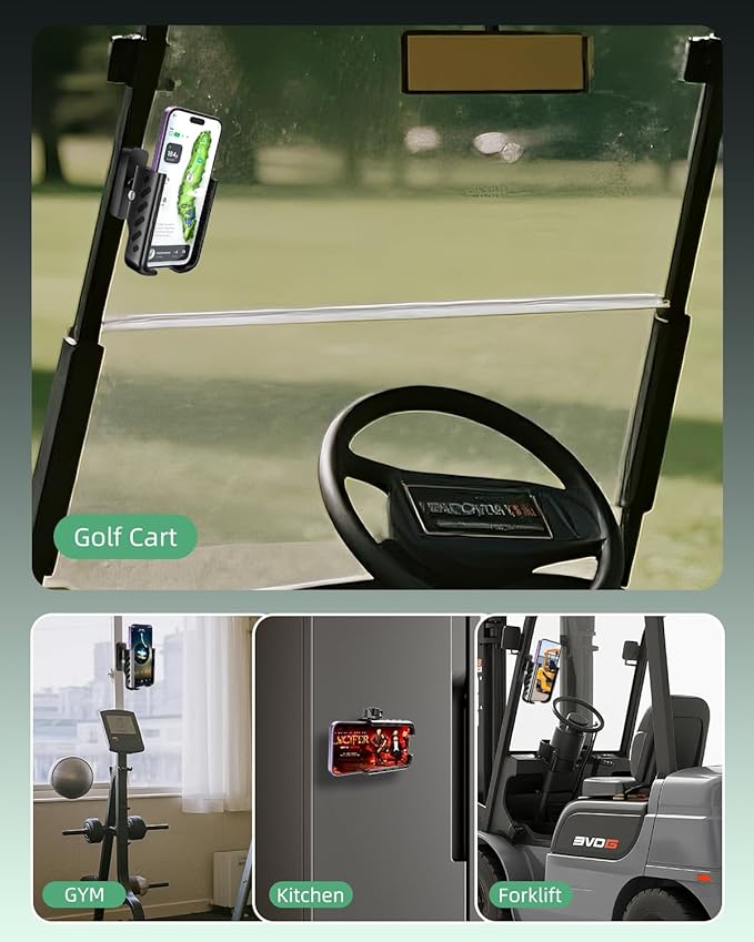 Golf Cart Phone Holder , 360° Adjustable Universal Golf Magnetic Phone Mount Compatible with iPhone Google Pixel EZGO Club Car Yamaha Icon Golf Cart Accessories Golf Gifts for Friend Men Husband Dad