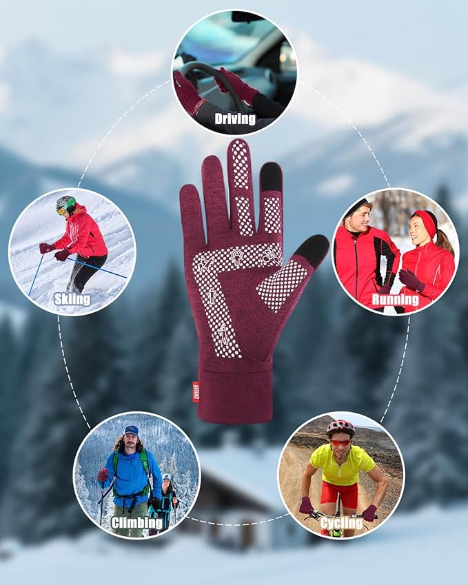 Aegend Lightweight Winter Gloves for Men Women, Warm Running Gloves Touchscreen Thermal Glove Liners for Cold Weather Driving, Cycling & Hiking, Non-Slip, Elastic Cuff, Stretchy, Durable
