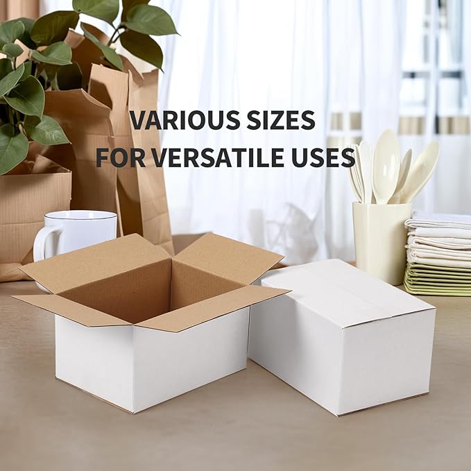 7x5x4 Shipping Boxes Set of 40, Kraft Corrugated Cardboard White Box Small Business Boxes Mailers for Packaging, Moving, Packing