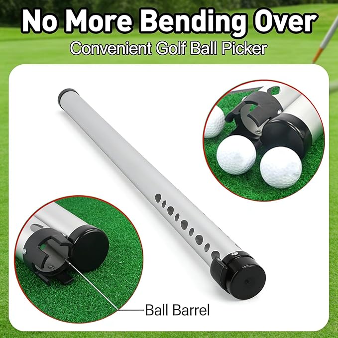 Golf Ball Retriever Tube Aluminium Alloy for 23PCS Balls, Golf Ball Picker with Comfortable Grip - Durable Material, Easy Ball Collection for Outdoor Practice