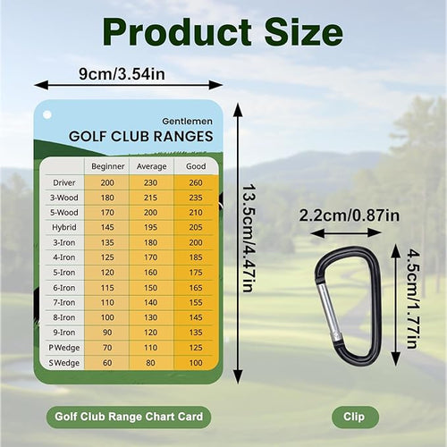 2 Pcs Golf Club Distance Card, Waterproof Golf Club Range Chart & Yardage Guide, Quick Reference Golf Accessory with Clip for Men Beginners & Golfers