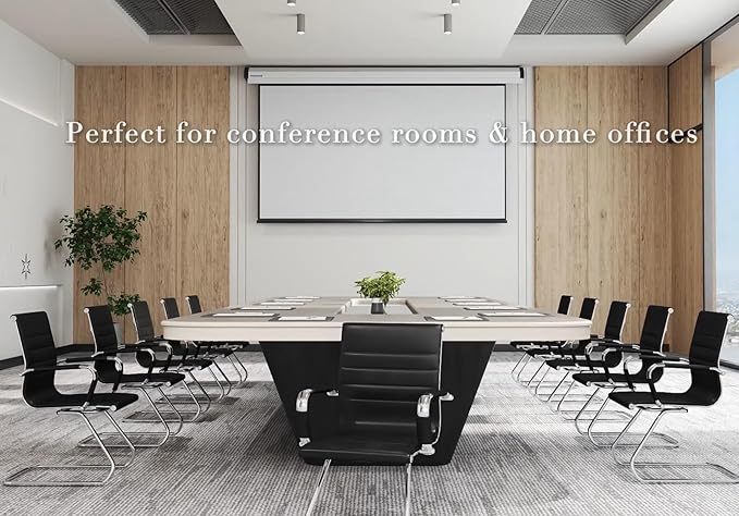 CIMOTA Waiting Room Chairs Leather Office Guest Chair Mid Back Reception Chairs with Sled Base for Meeting/Patient/Conference Room, Black Set of 8