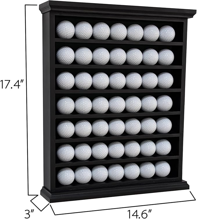 Stylish Golf Ball Golf Ball Display Case - Solid Wood Shadow Box for Home, Office, and Exhibition Display - Ideal Storage and Showcase Solution - Black Color