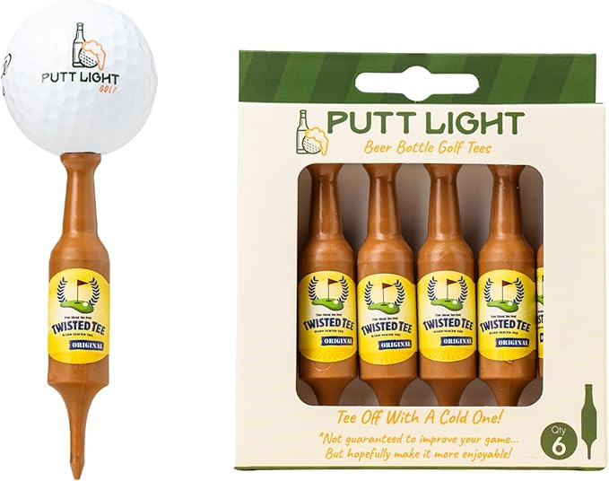 Beer Bottle Golf Tees, Virtually Unbreakable and Recyclable Plastic Golf Tee 6 Pack, Golf Gift for Men, Bachelor Party Novelty Gift, for Golfers,3-1/4" Tall